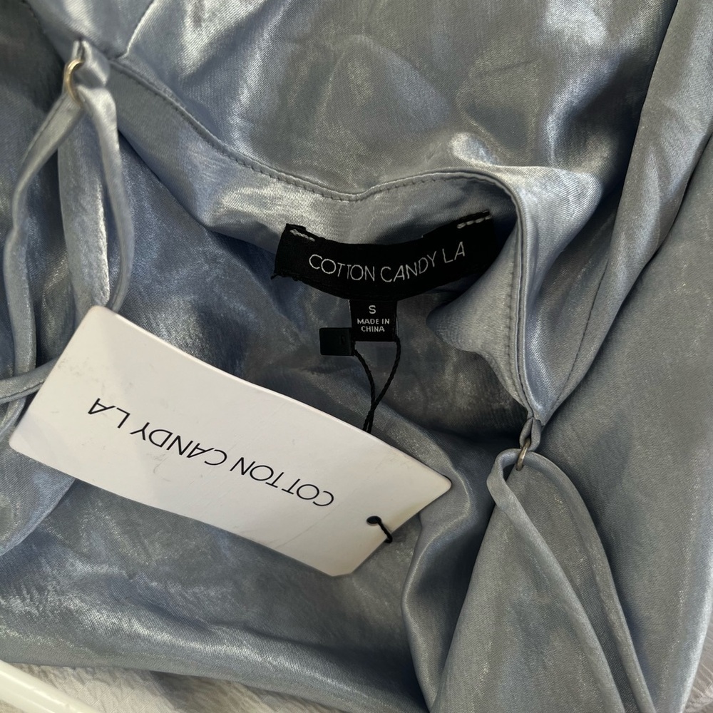 Baby blue satin slip dress - Picture 4 of 4